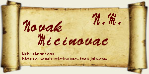Novak Mićinovac vizit kartica